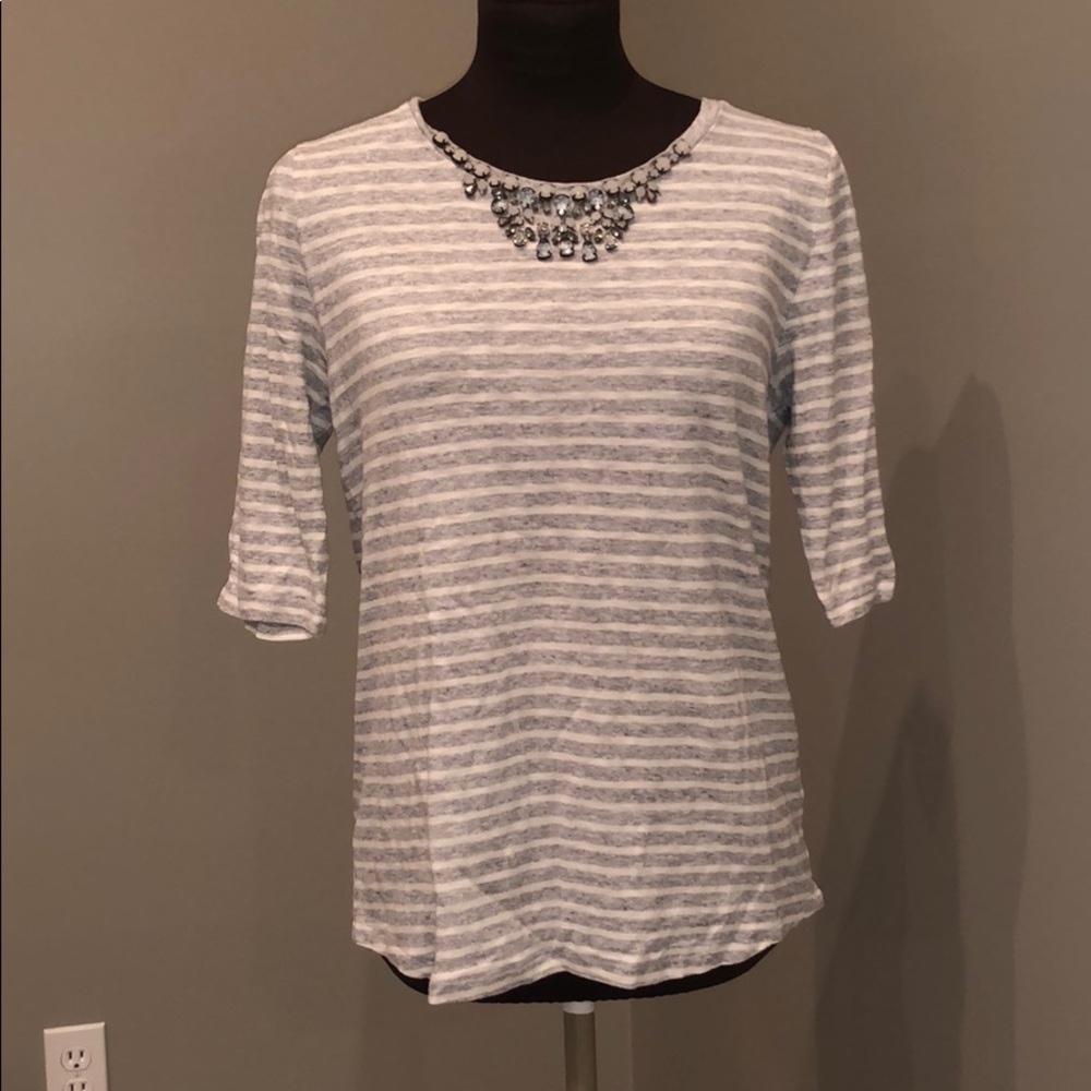 Jcrew jeweled collard T-shirt.